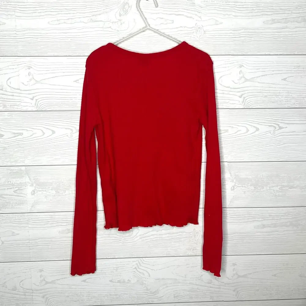 Art Class red ribbed long sleeve Henley  top girls size Large(10-12)